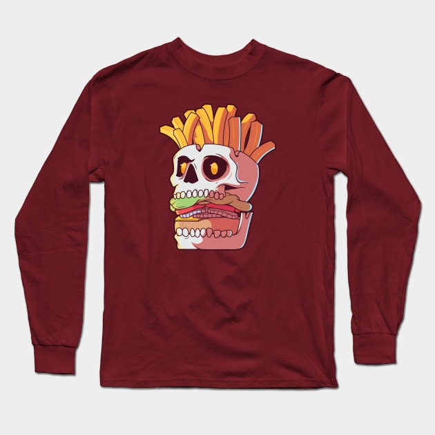 Skull Burger, Killer Fast Food Long Sleeve T-Shirt by SLAG_Creative